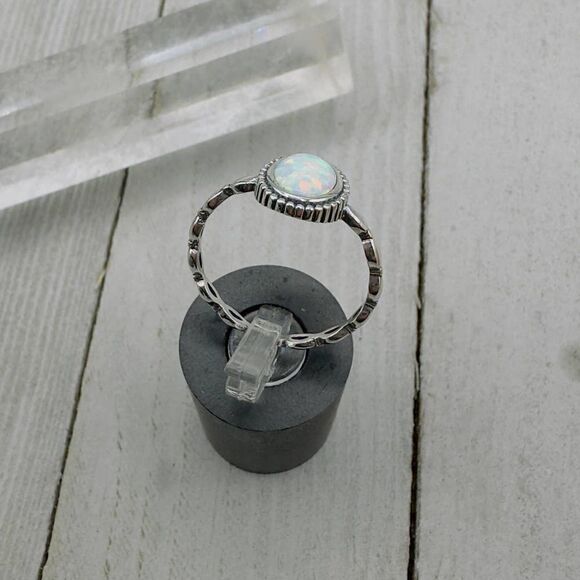 Lab Opal Sterling Silver Ring - Picture 3 of 7